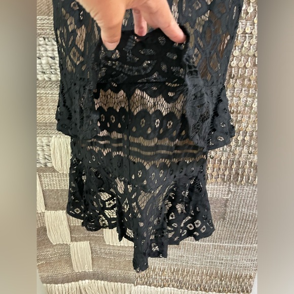 🖤 Current Air Anthropologie black embroidered lace ruffled midi skirt sz S - Picture 7 of 13